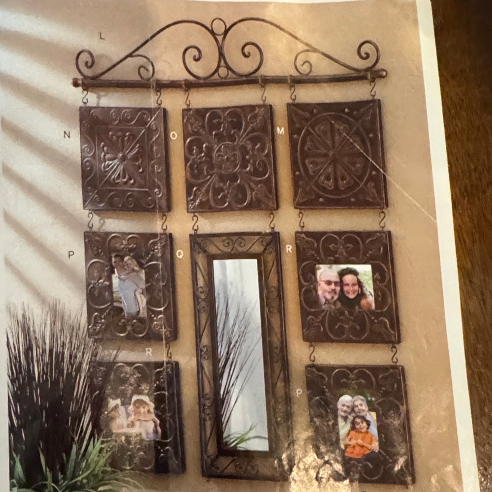 Decorative Wall Hanging with Mirror and Photo Frames